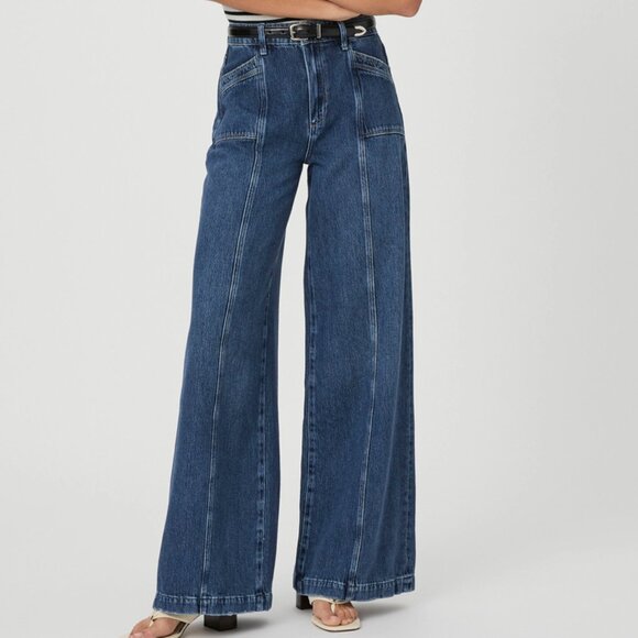 PAIGE Denim - NEW NWOT! PAIGE DENIM PORTIA INSET POCKET FRONT SEAM WIDE LEG JEANS BRONX sz 29
